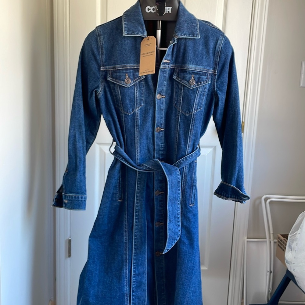 Lucky Brand midi length jean coat
